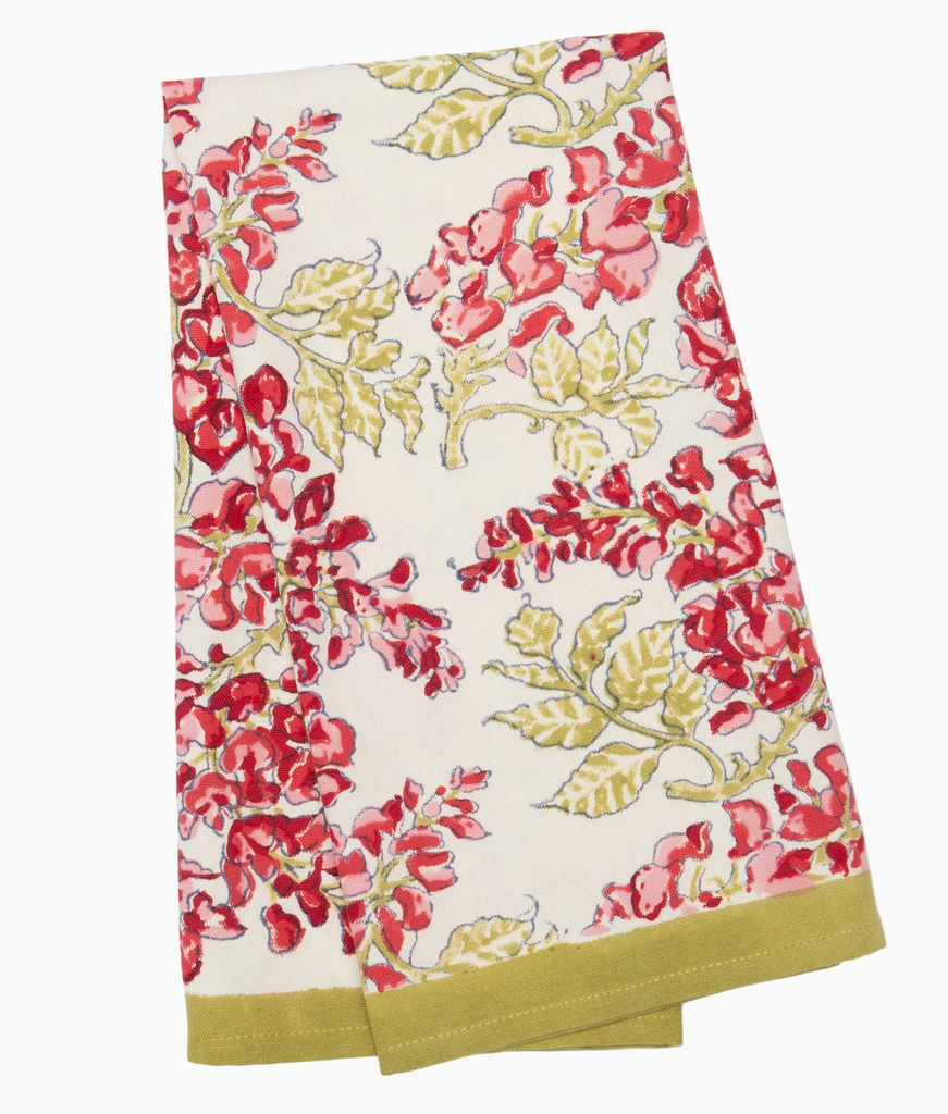 Wisteria Pink and Green Tea Towels