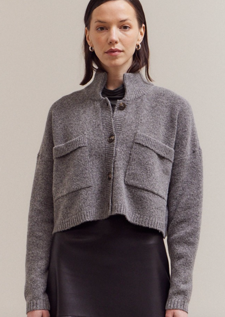 High Neck Knit Cardigan