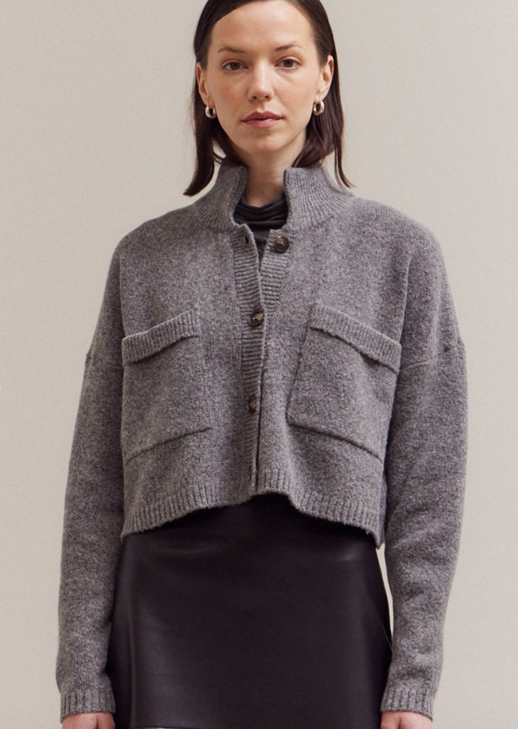 High Neck Knit Cardigan