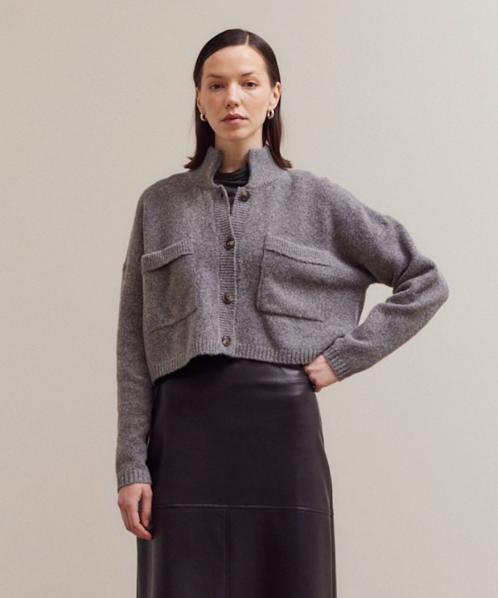 High Neck Knit Cardigan