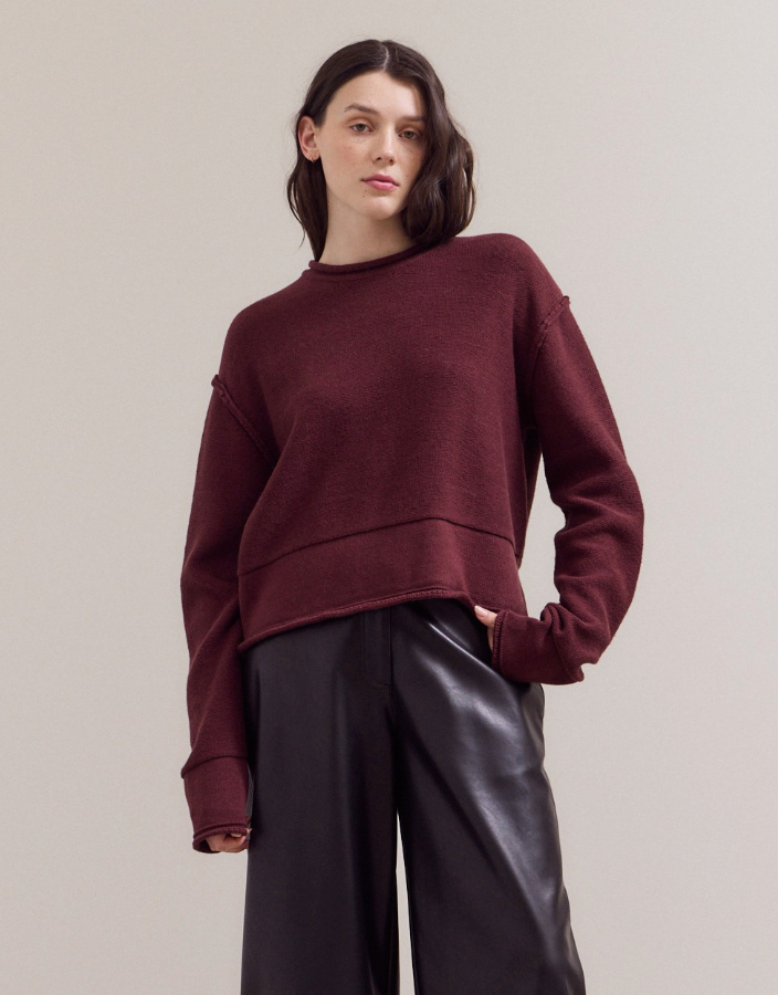 Rolled Edge Long Sleeve Top