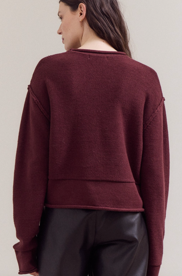 Rolled Edge Long Sleeve Top