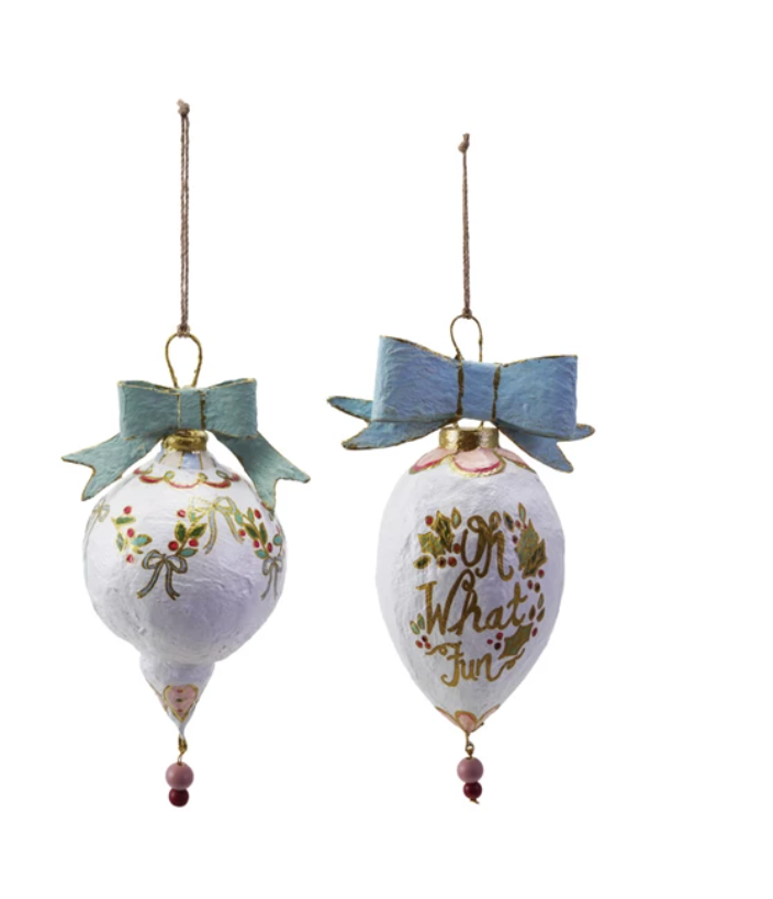 Paper Mache Ornament with Bow