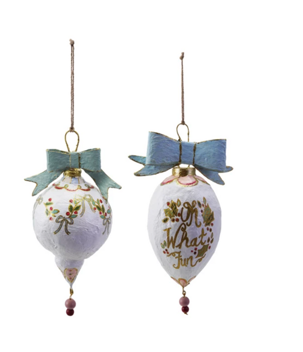 Paper Mache Ornament with Bow