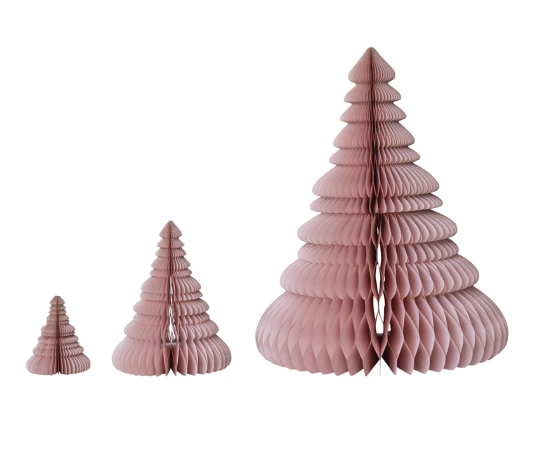 Pink Folding Honeycomb Trees Set