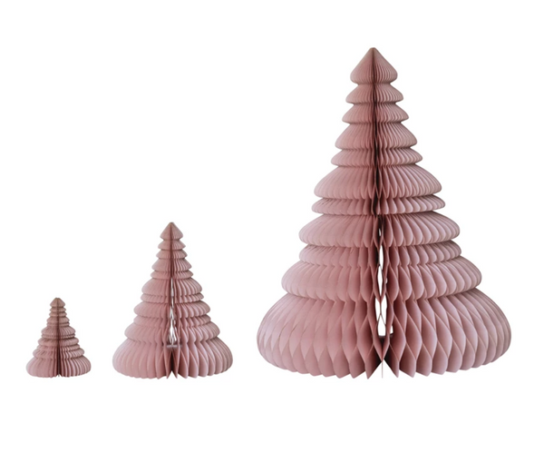 Pink Folding Honeycomb Trees Set