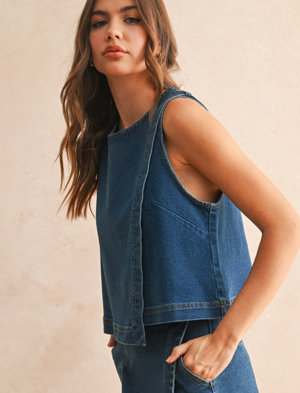 Asymmetrical Cut Denim Tank