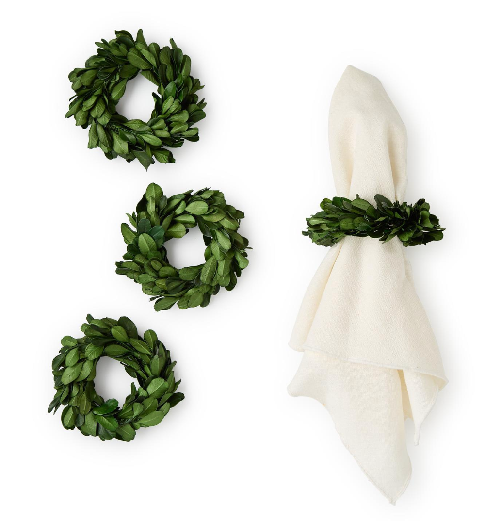 Preserved Boxwood Wreath Napkin Rings