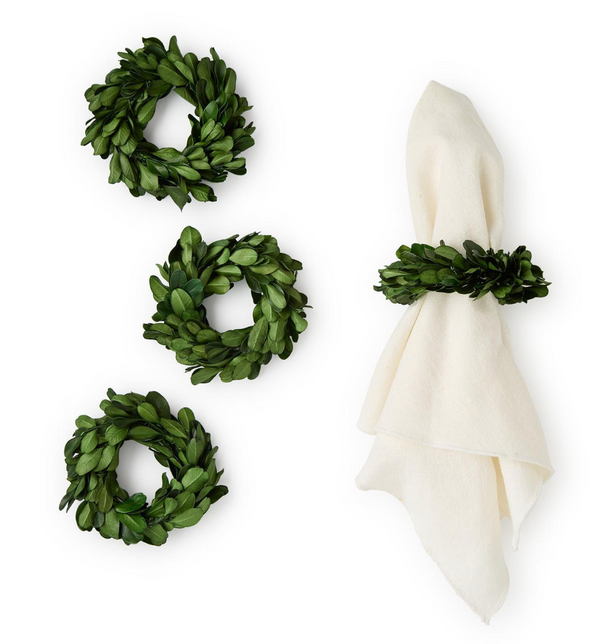 Preserved Boxwood Wreath Napkin Rings