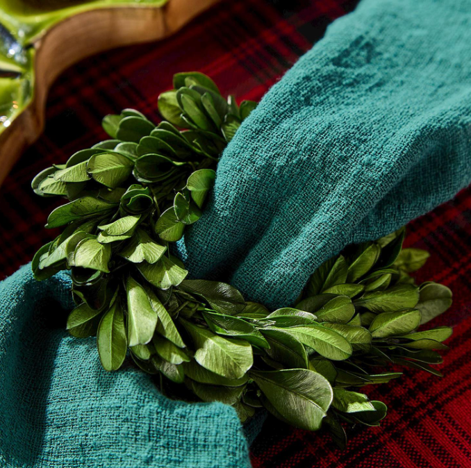 Preserved Boxwood Wreath Napkin Rings