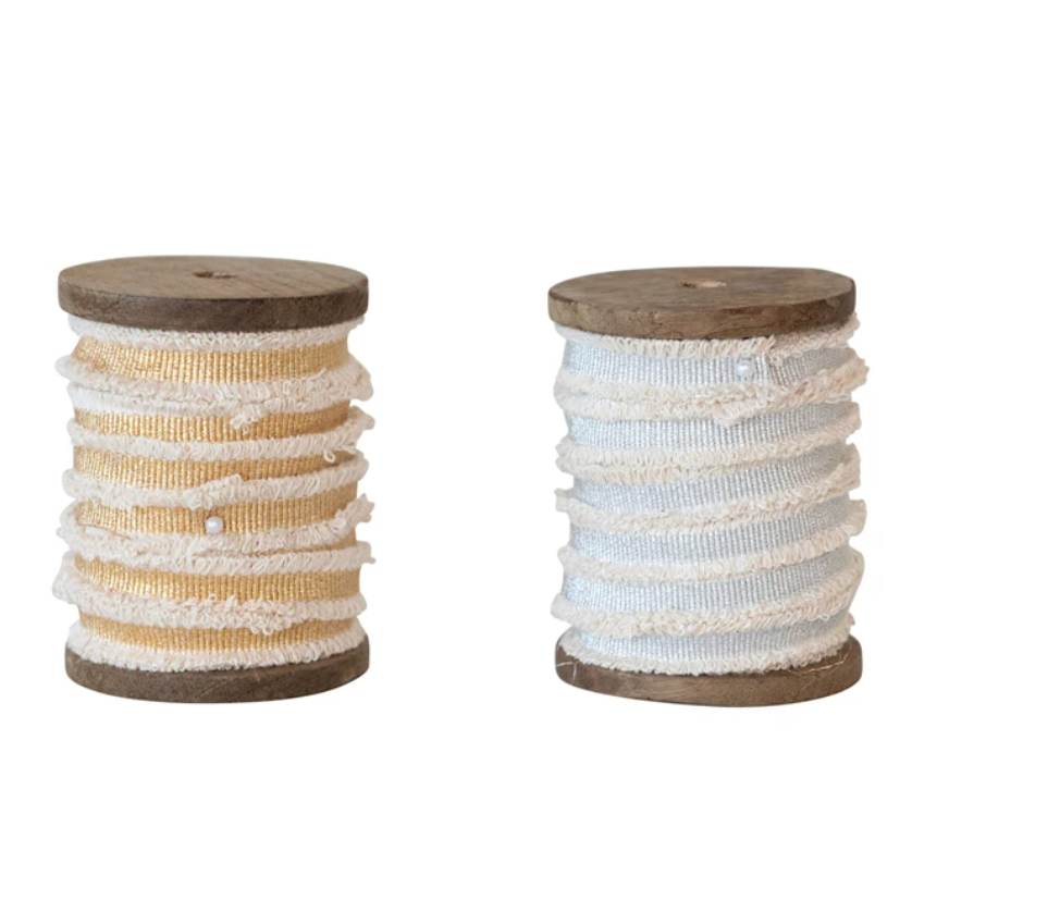 Metallic Thread and Fringe Ribbon