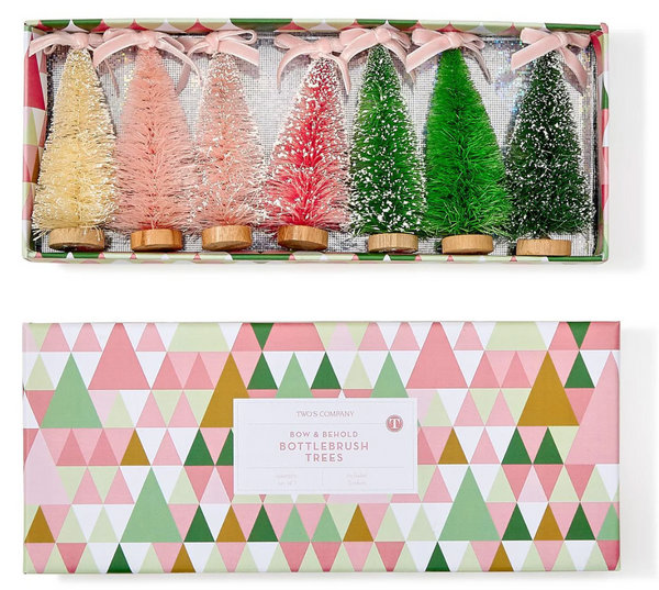 Bottlebrush Trees with Bow in Gift Box