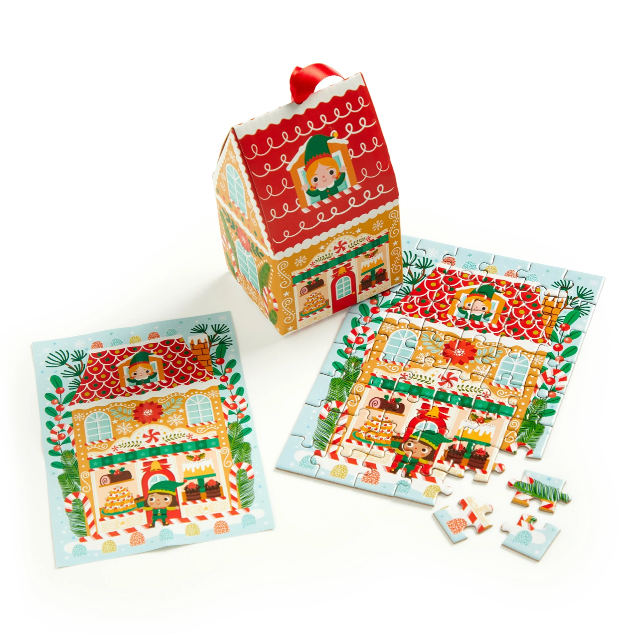 Santa's Bakery House Shaped Mini Puzzle Ornament