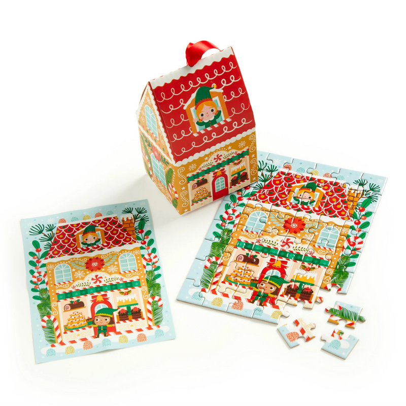 Santa's Bakery House Shaped Mini Puzzle Ornament