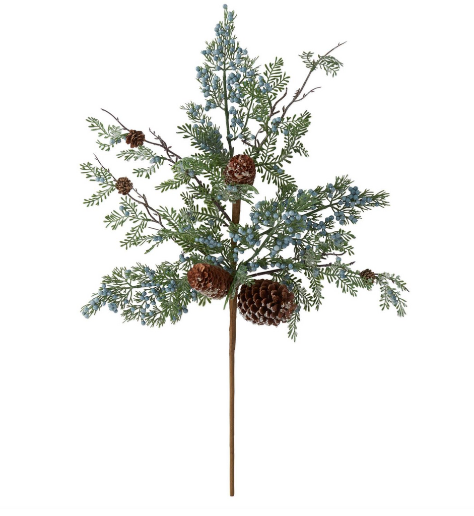 Mixed Green Pinecone and Berry Stem