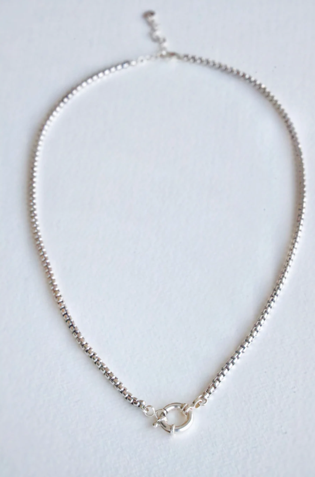 Sterling Silver Chain Necklace w/Front clasp