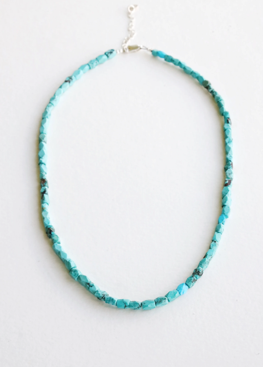 Faceted Turquoise Chunk Necklace