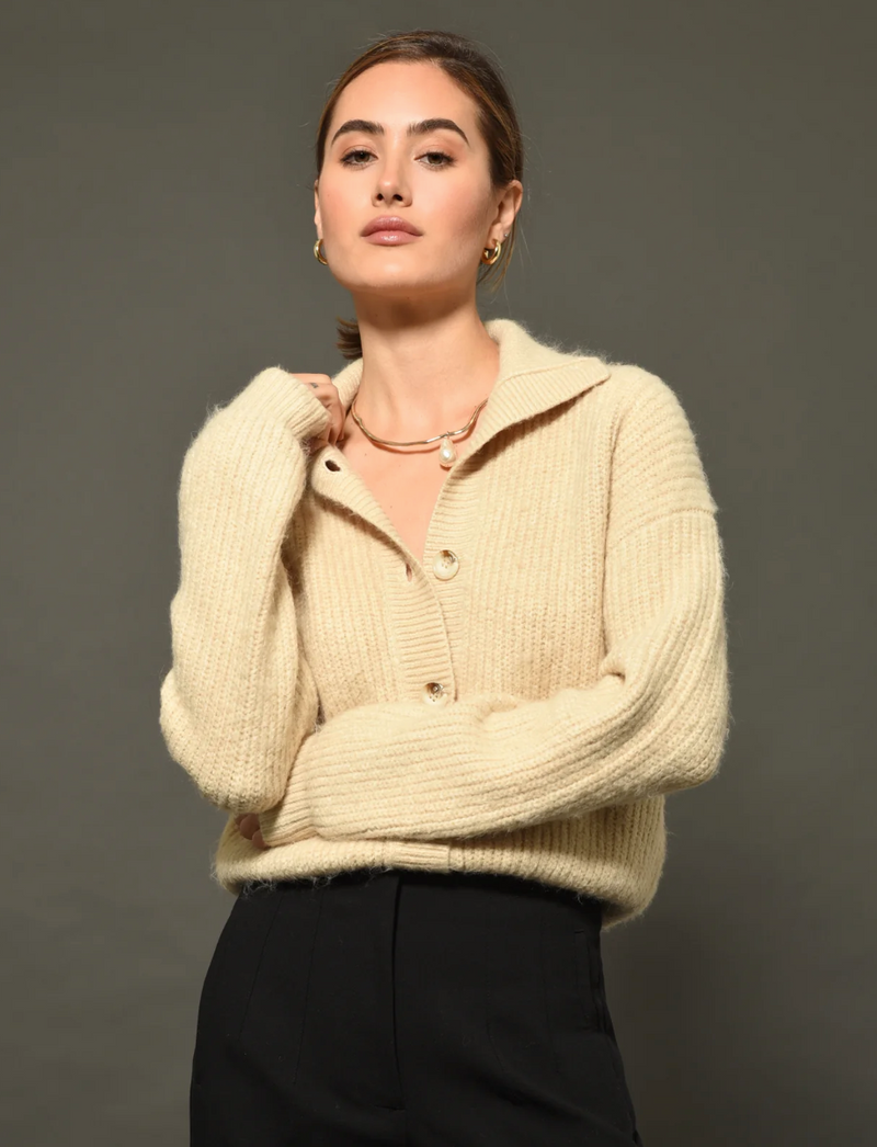 Pauline Button Front Crop Sweater