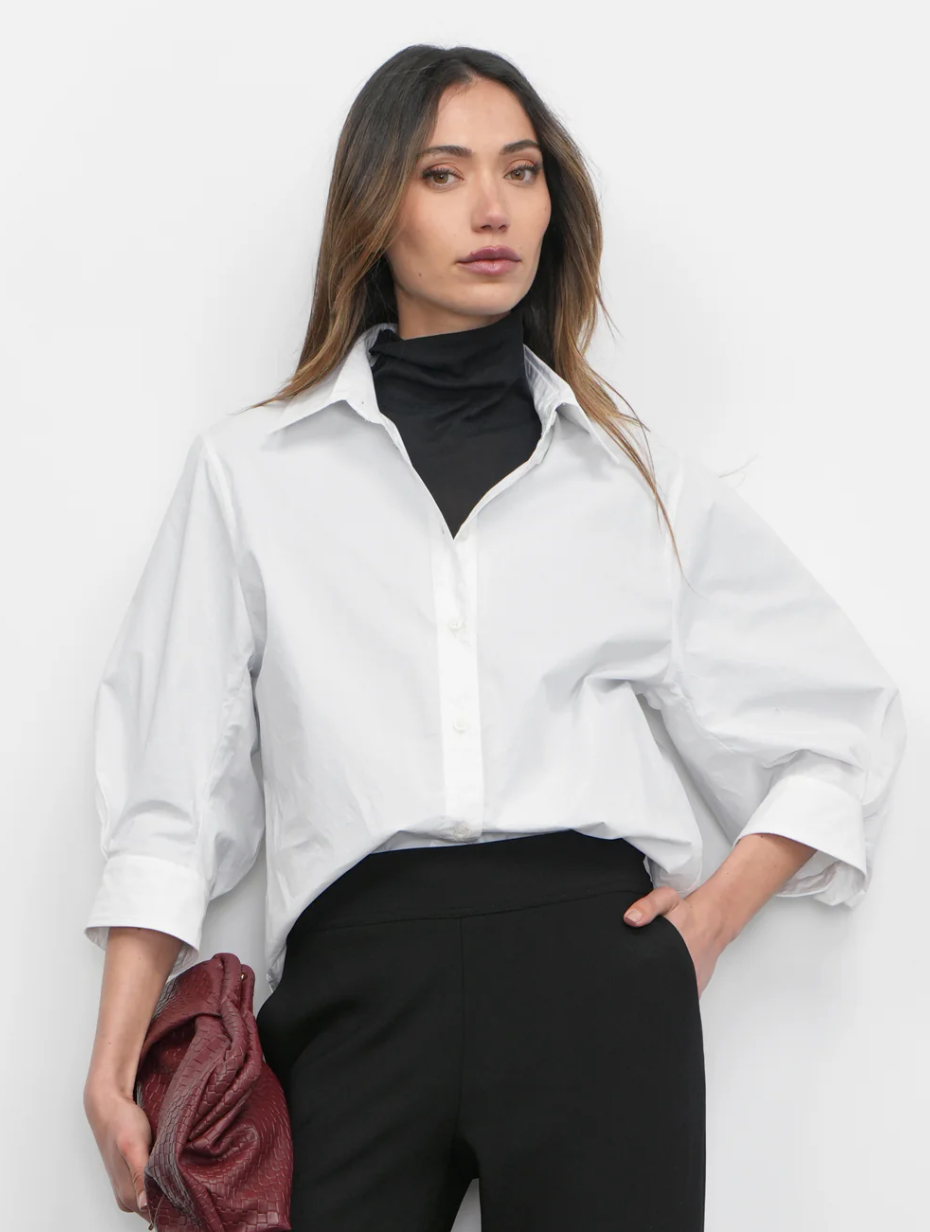 Thea Oversized Lantern Sleeve Button Down Shirt