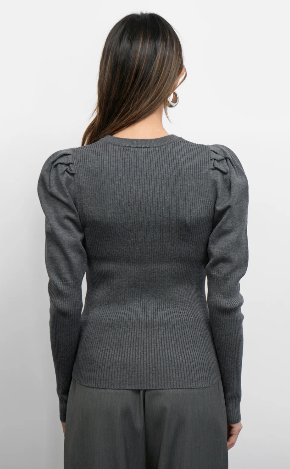 Renoa Puff Sleeve Ribbed Knit Top