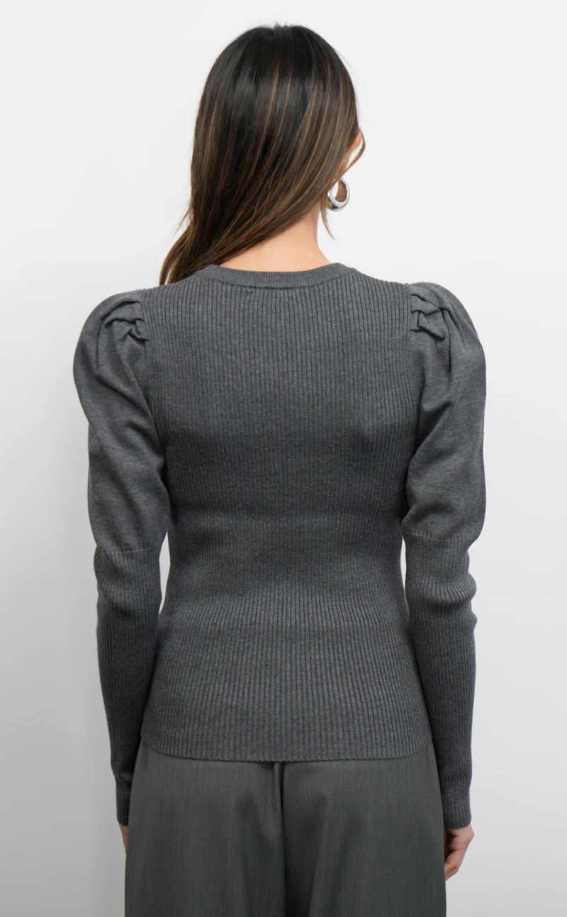 Renoa Puff Sleeve Ribbed Knit Top