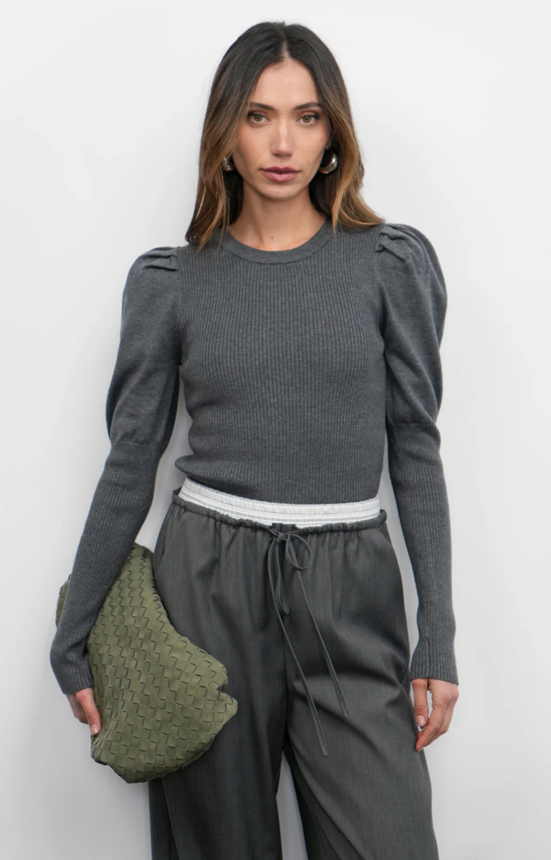 Renoa Puff Sleeve Ribbed Knit Top