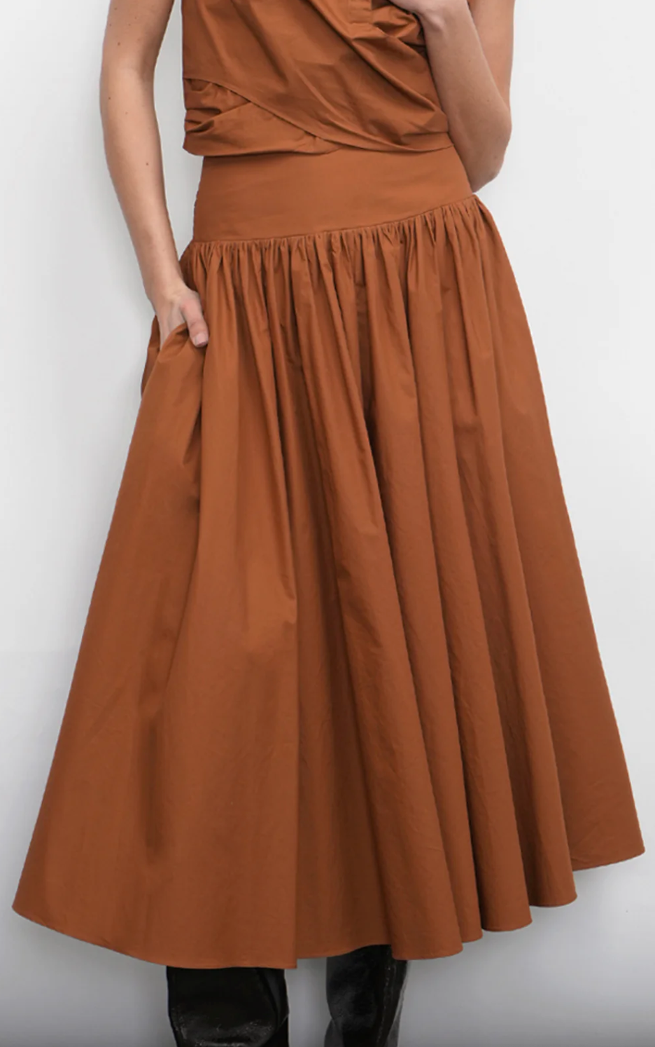 Etienne Smocked Waist Gathered Midi Skirt