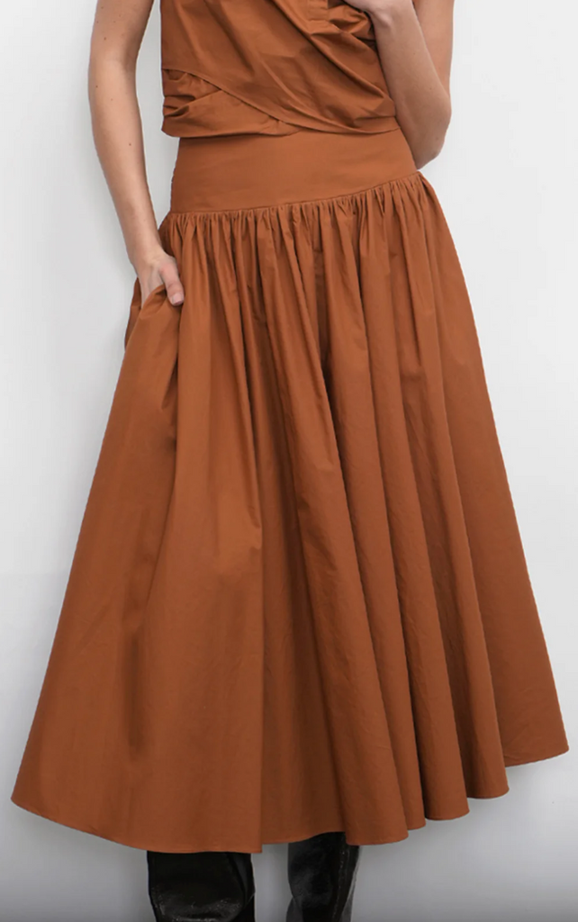 Etienne Smocked Waist Gathered Midi Skirt
