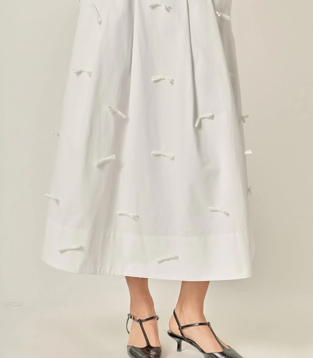Bow Detailed Poplin Midi Skirt