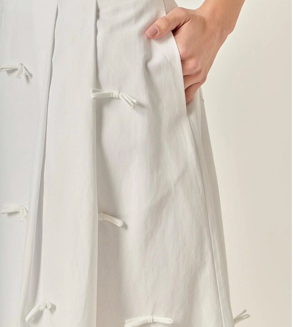 Bow Detailed Poplin Midi Skirt