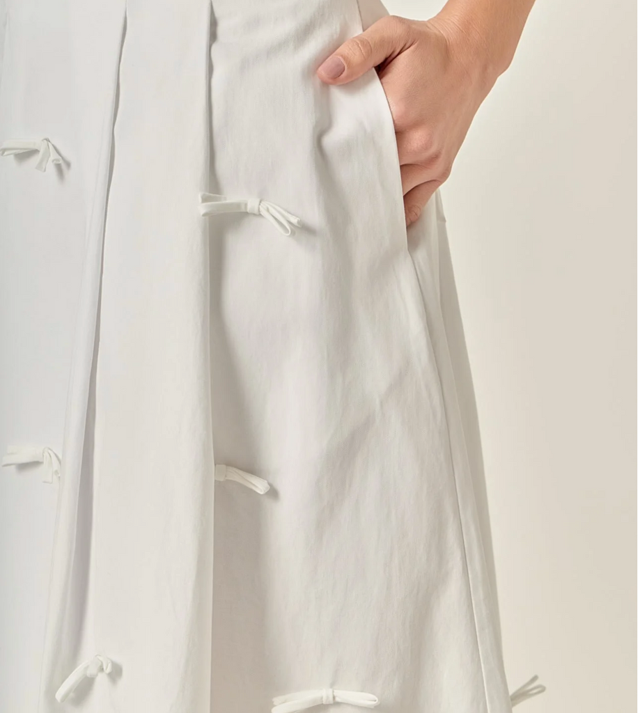 Bow Detailed Poplin Midi Skirt