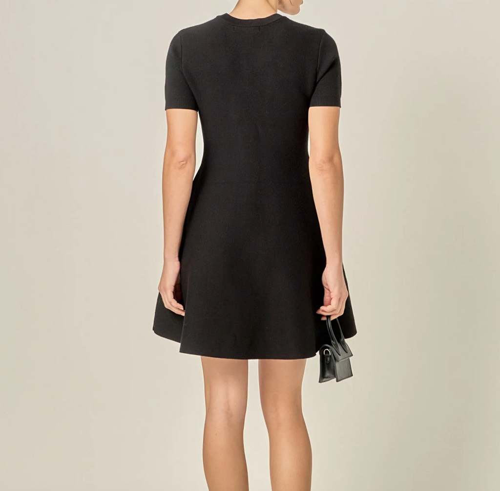 Rhinestone Bow Knit Dress