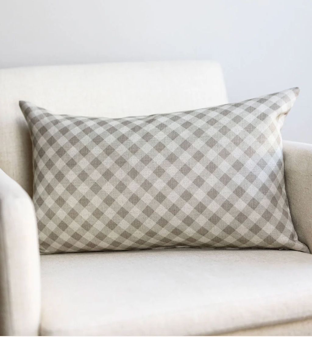 Tea & Toffee Check Pillow