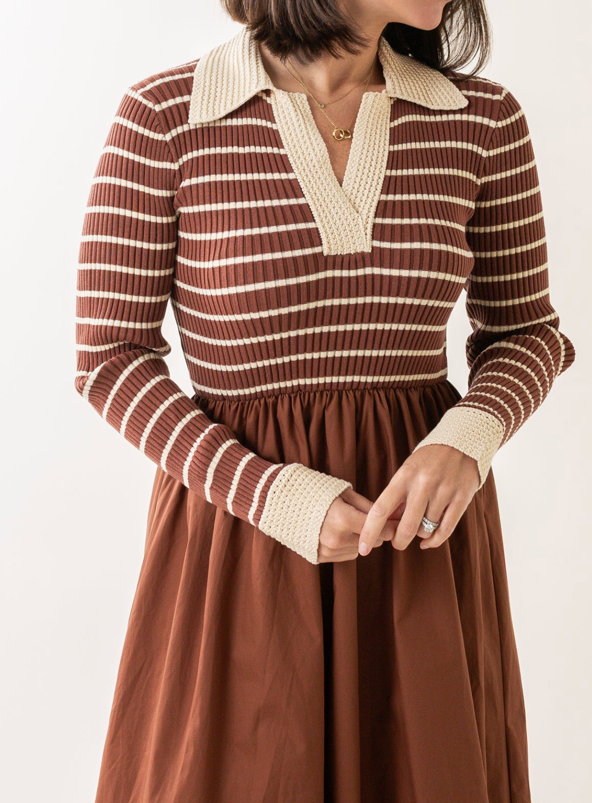 Long Sleeve Twofer Midi Dress