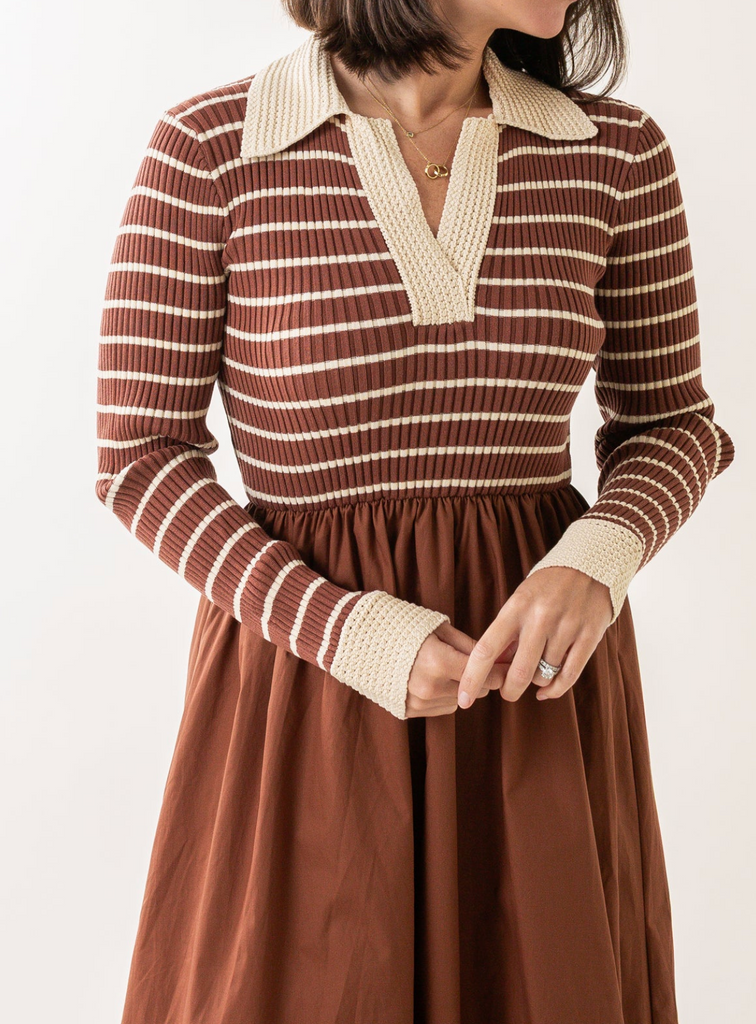 Long Sleeve Twofer Midi Dress