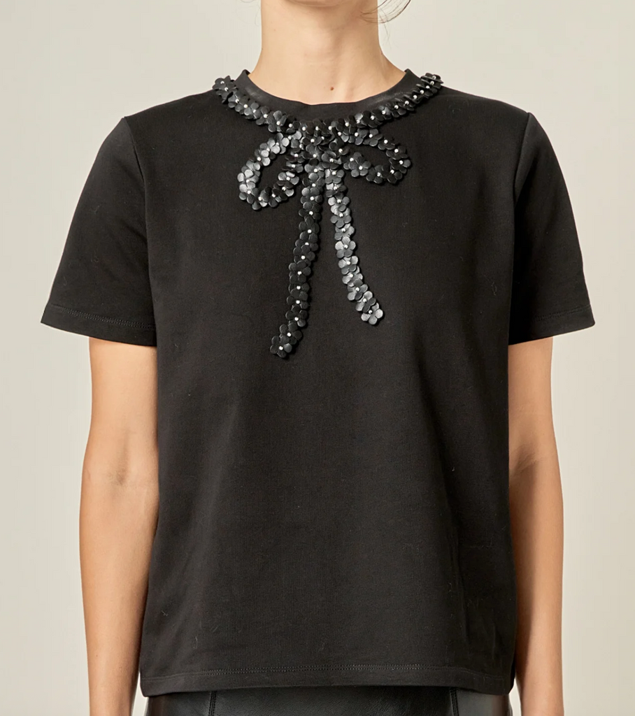 Floral Bow Detail Top