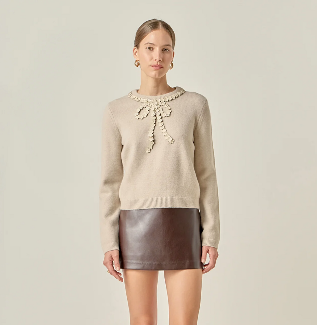 Floral Bow Detail Long Sleeve Top