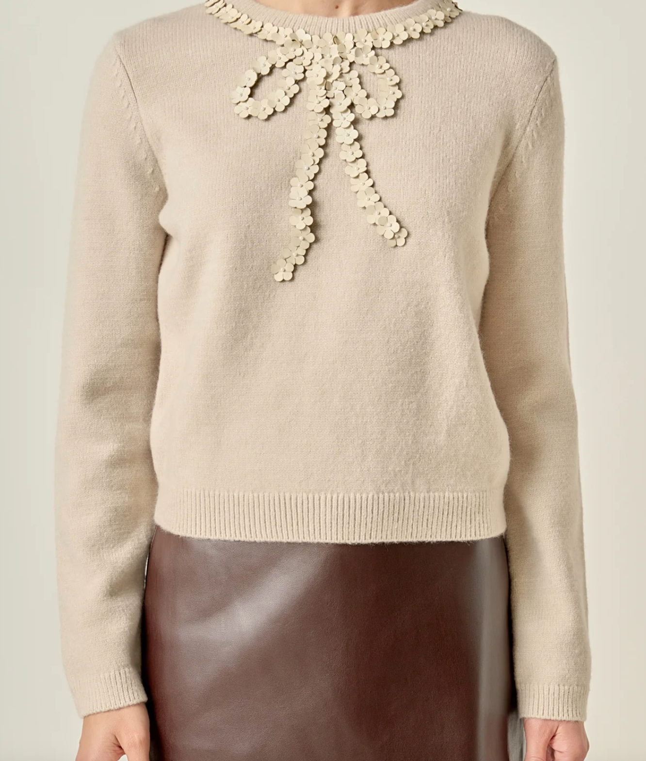 Floral Bow Detail Long Sleeve Top