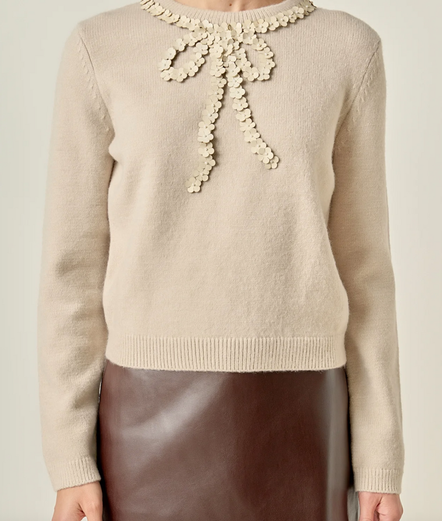 Floral Bow Detail Long Sleeve Top