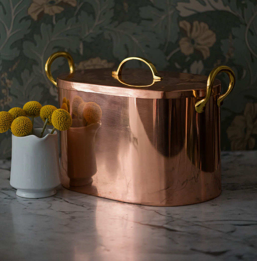 Copper Bread Box with Brass Handles