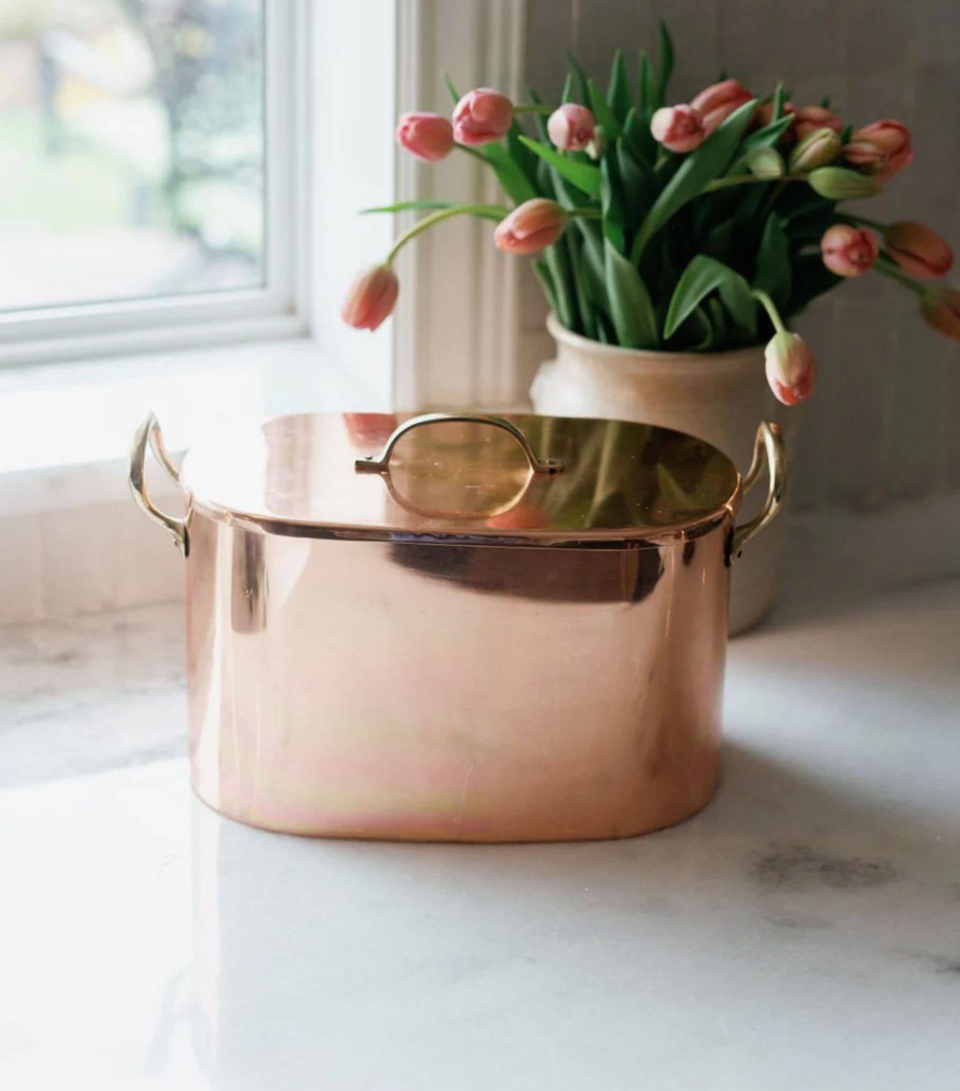 Copper Bread Box with Brass Handles