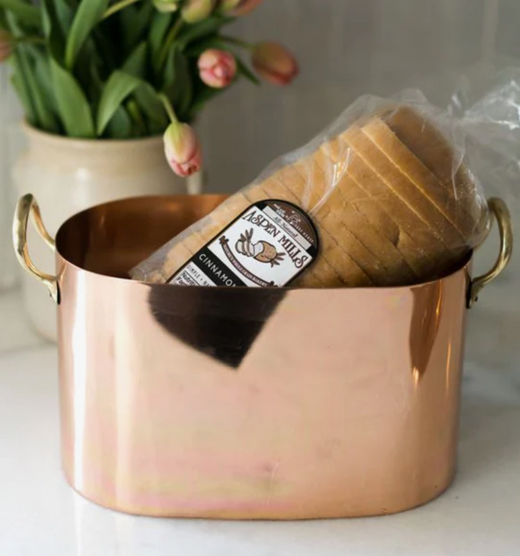 Copper Bread Box with Brass Handles
