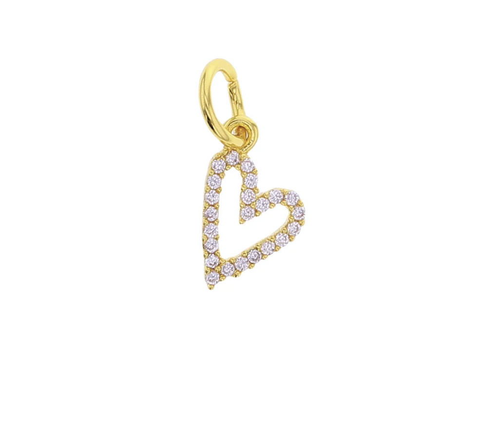 Gold Heart CZ Charm