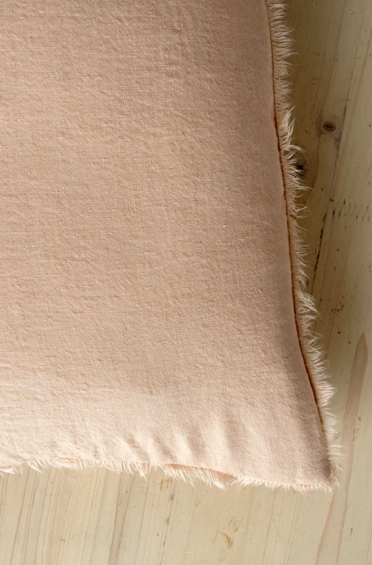 Pink Linen Fringe Pillow