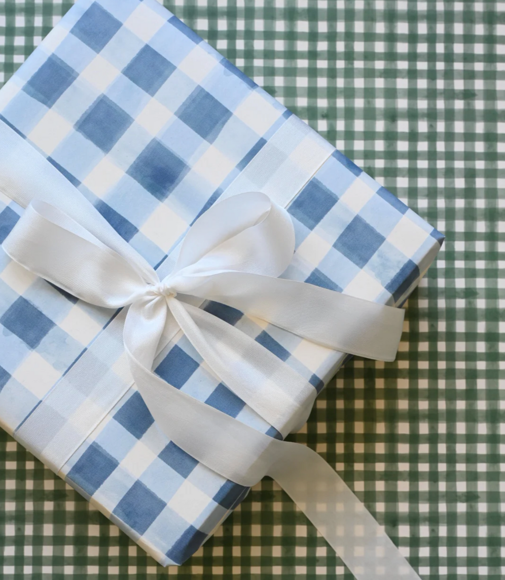 Bramble Blue Gingham Gift Wrap