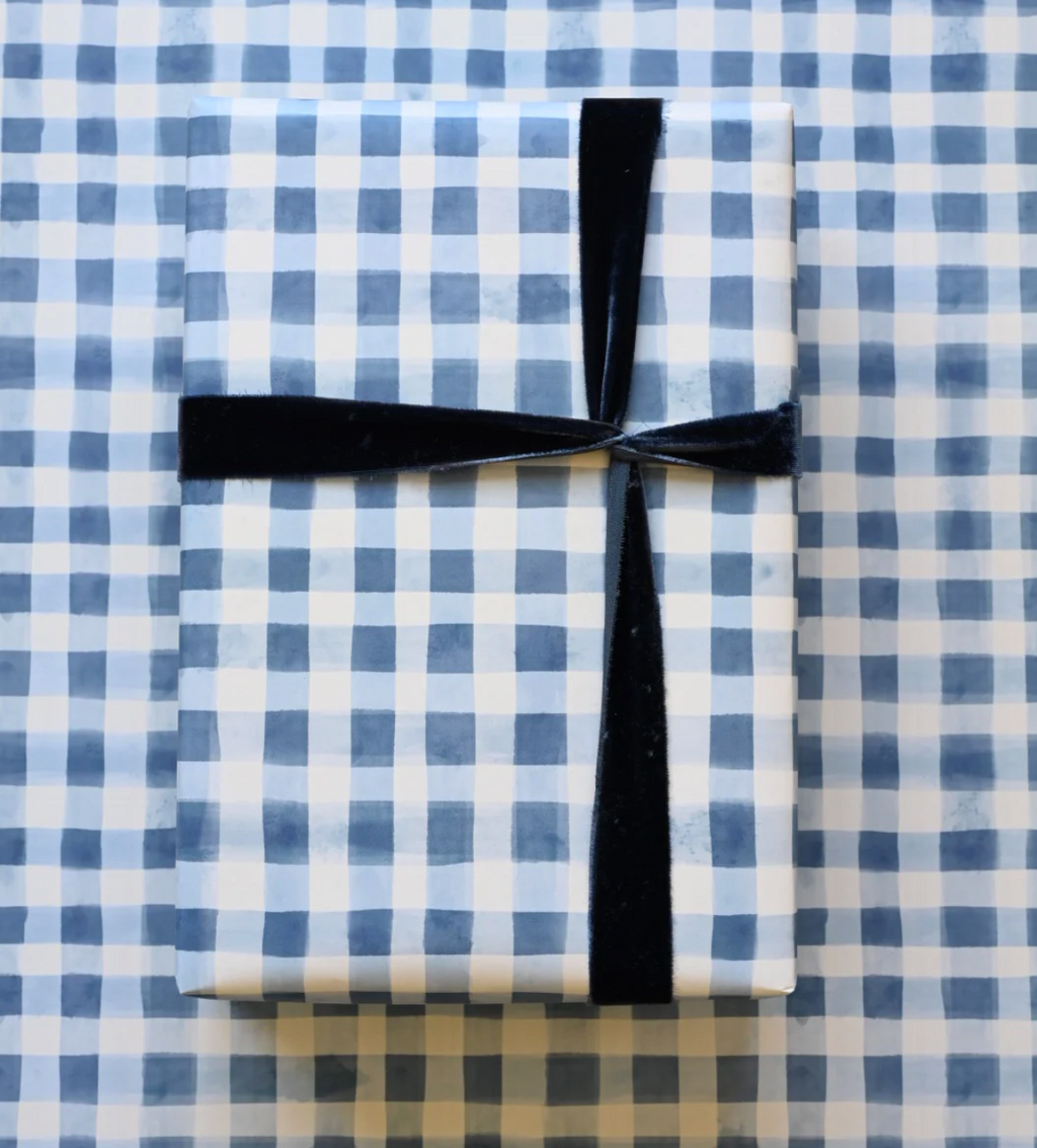 Bramble Blue Gingham Gift Wrap
