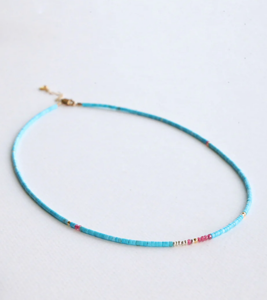 Ranunculus | Ruby & Turquoise Necklace