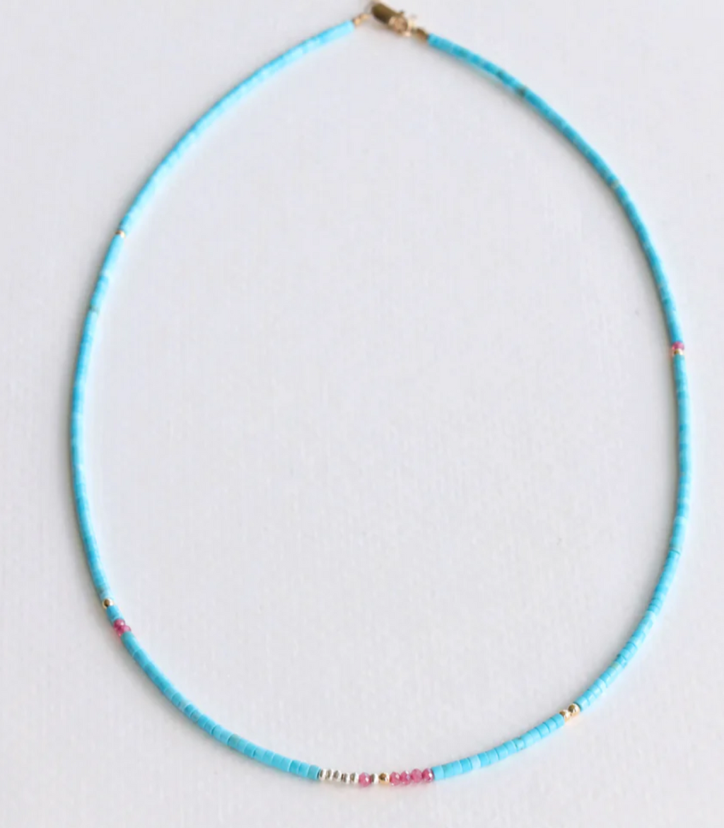 Ranunculus | Ruby & Turquoise Necklace