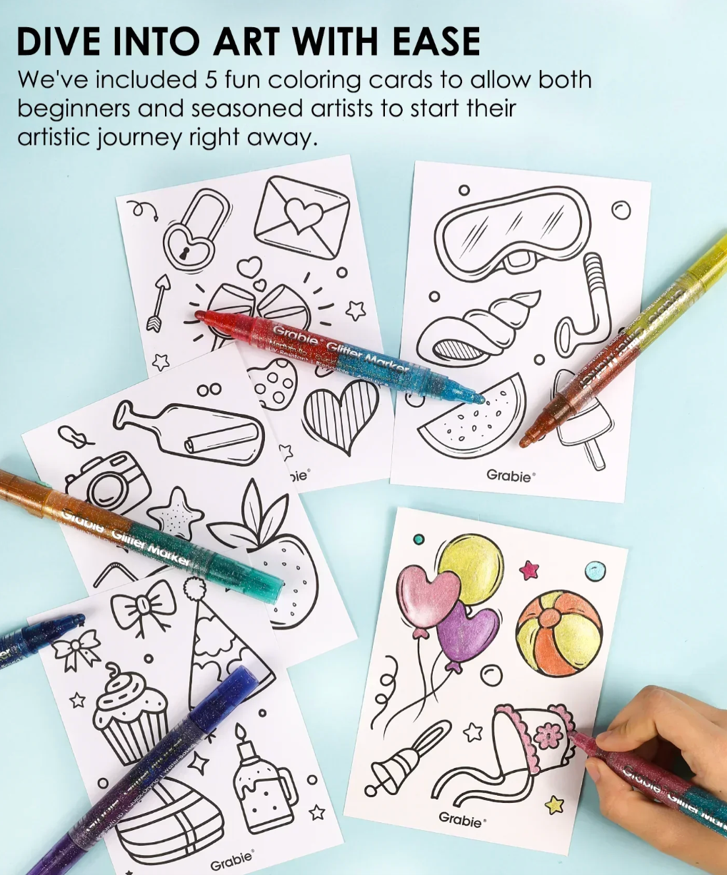 Dual Tone Iridescent Glitter Acrylic Paint Marker Set Of 8