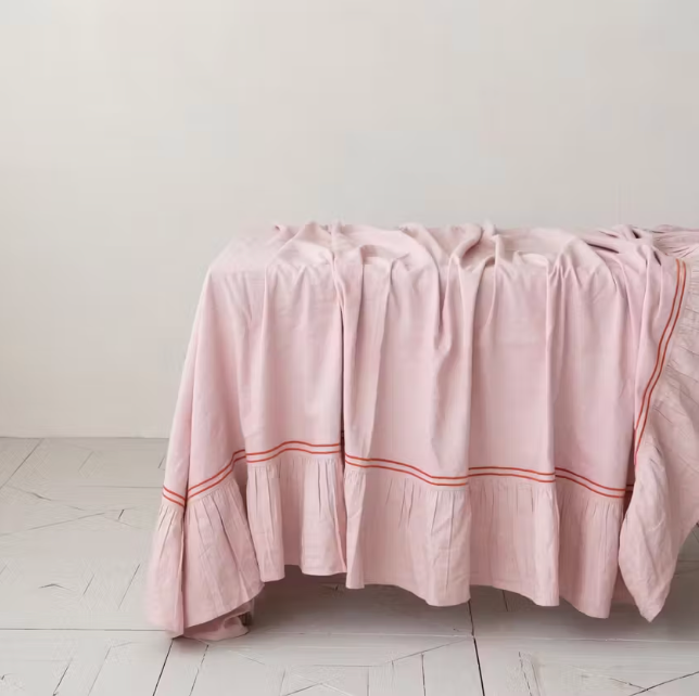 Pink Ruffled Edge Tablecloth